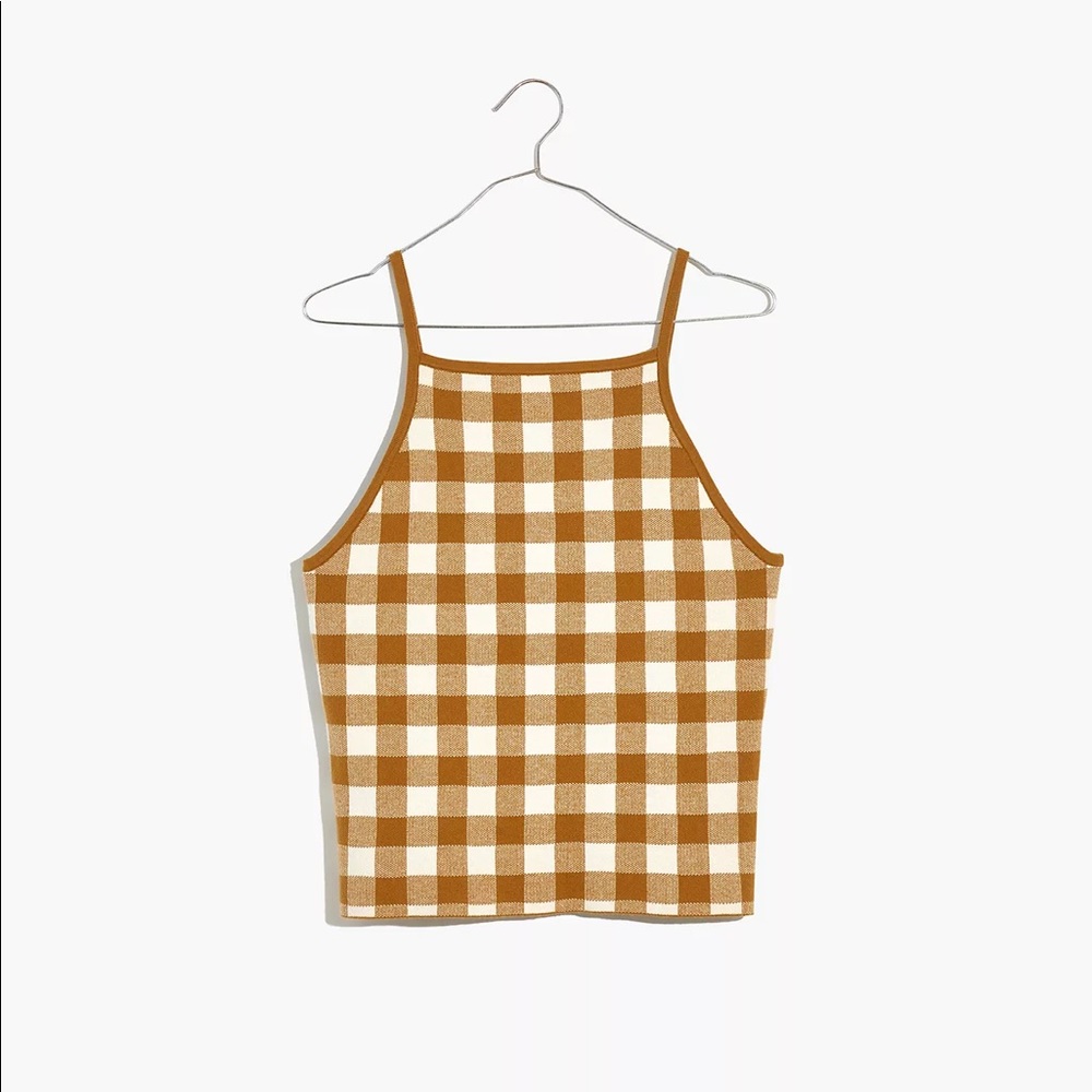 Madewell Gingham Apron Sweater Tank